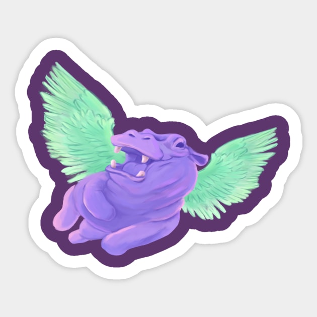 Phelddagrif - Flying Hippo Creature Sticker by sheehanstudios